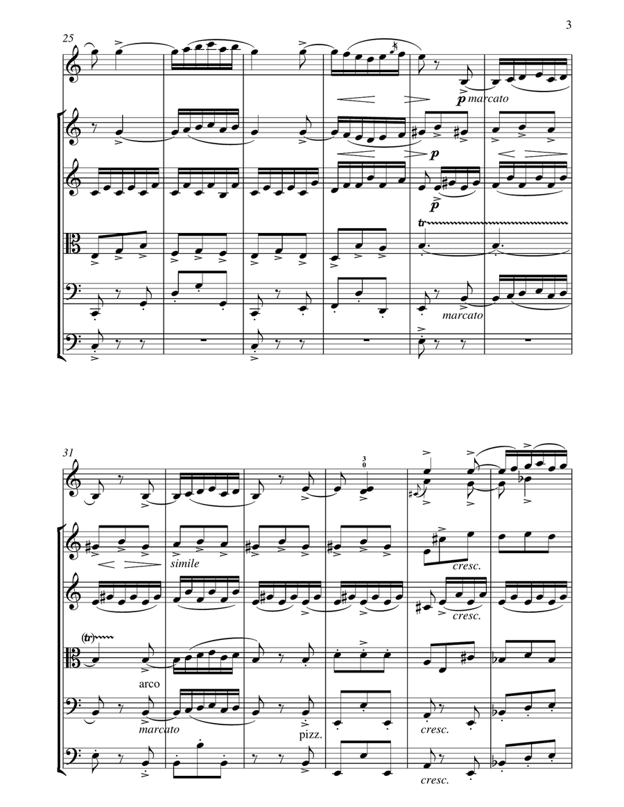 Manuel De Falla Spanish Dance (La Vida breve) arranged for solo violin and string Orchestra , Violin String Orchestra scores gallery preview page 3