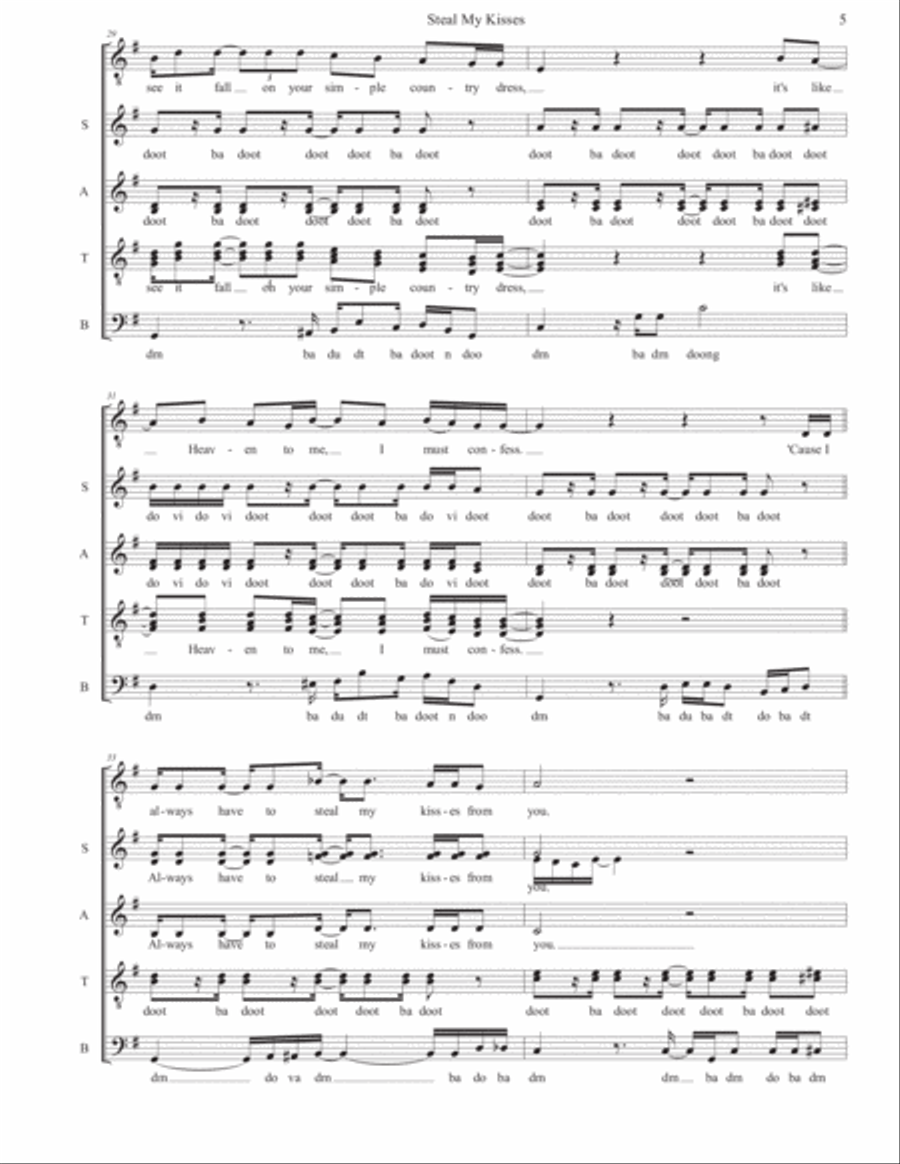 Steal My Kisses 4-Part scores gallery preview page 5