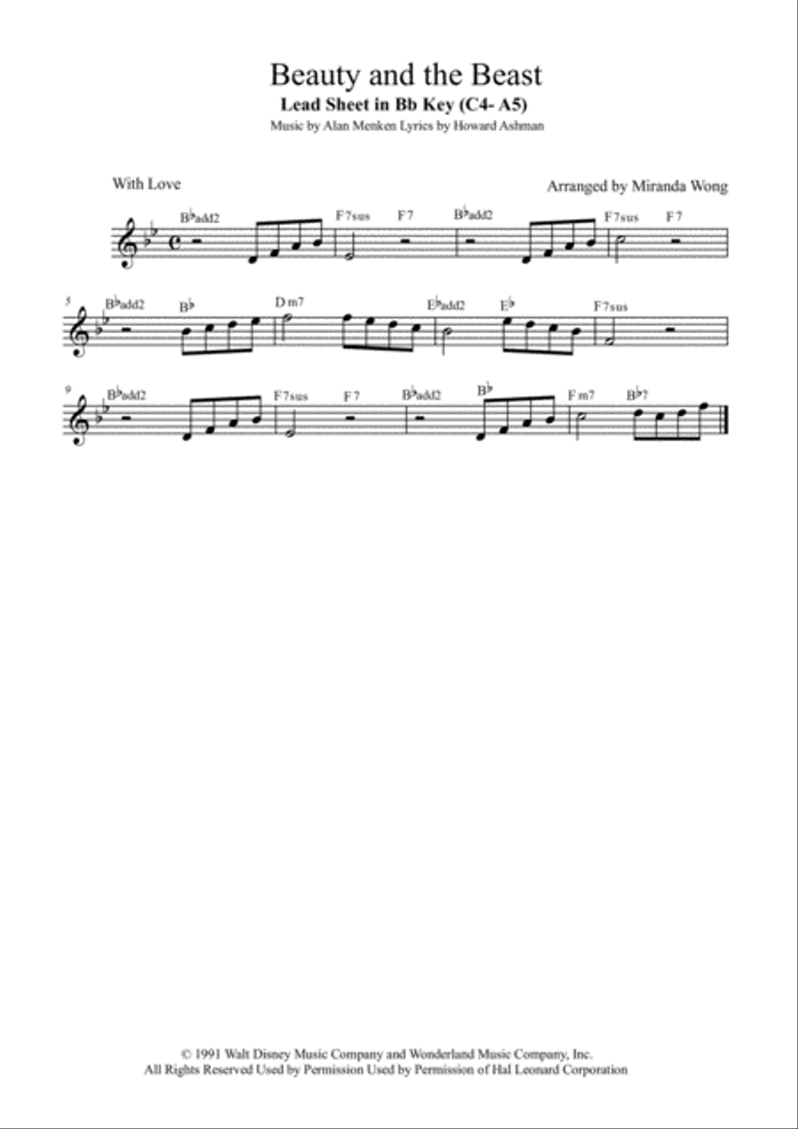 Beauty And The Beast Violin Solo scores gallery preview page 1