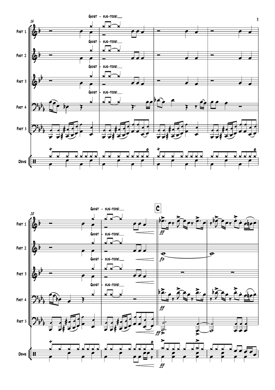 Ghostbusters Brass Quintet scores gallery preview page 5