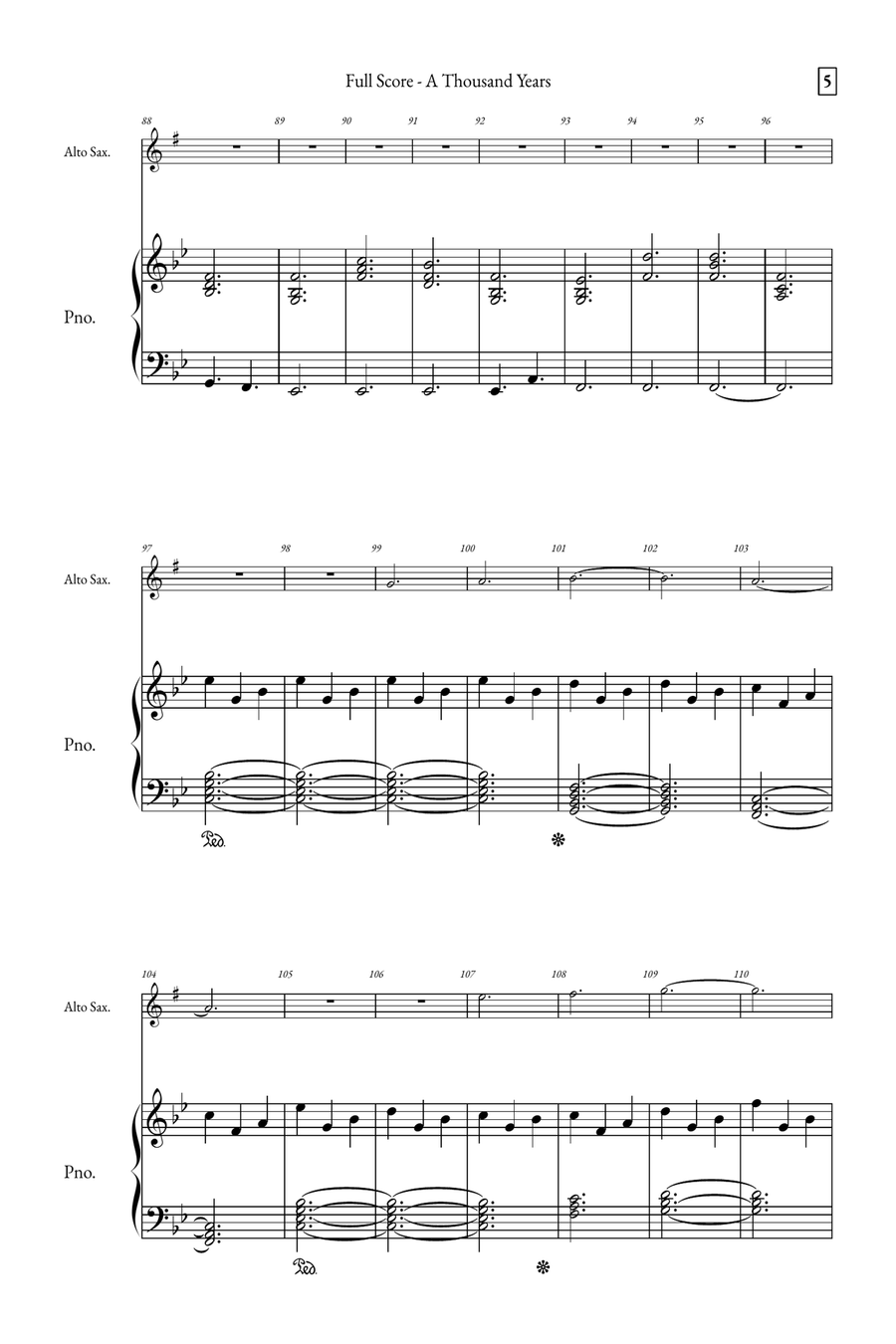 A Thousand Years Alto Saxophone scores gallery preview page 5