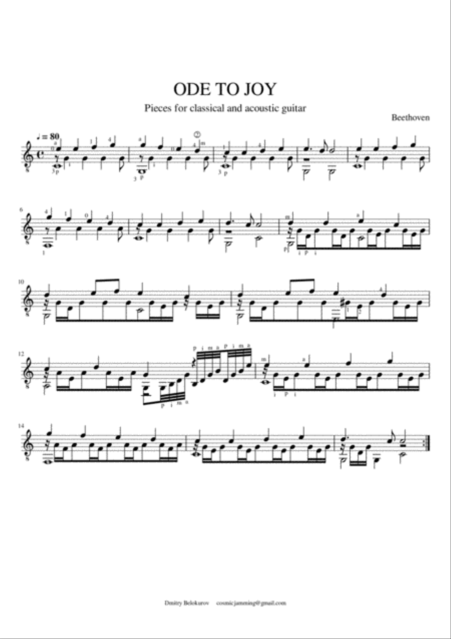 ODE TO JOY ODE TO JOY Classical Guitar scores gallery preview page 1