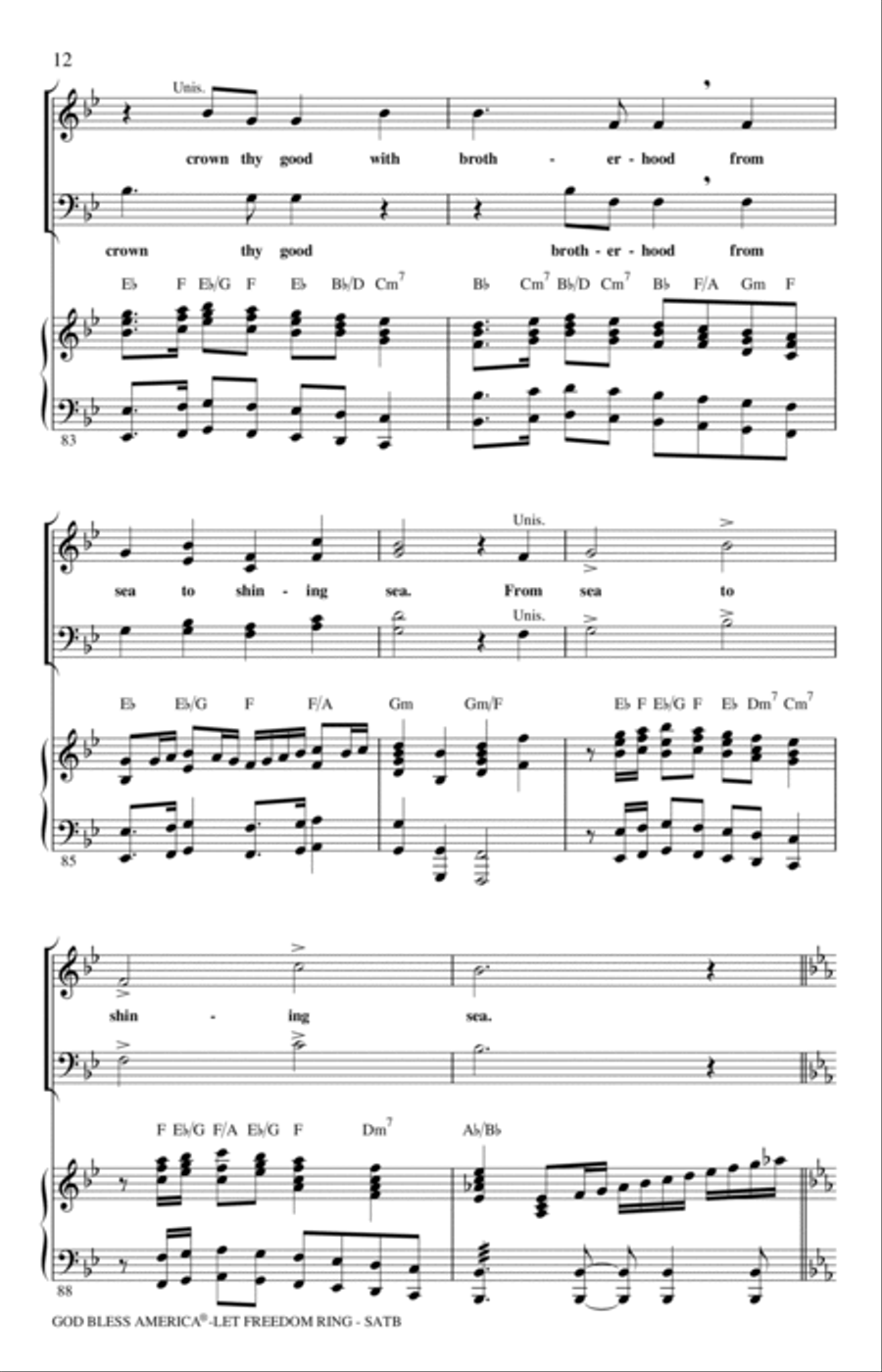 God Bless America (Let Freedom Ring) (Medley) 4-Part scores gallery preview page 11
