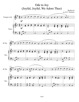 Ode to Joy (Joyful, Joyful, We Adore Thee) for solo trumpet with piano accompaniment