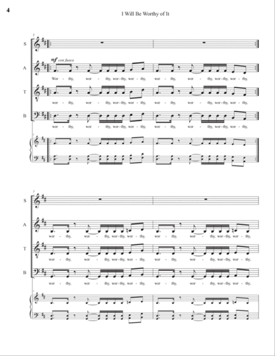 I Will Be Worthy of It 4-Part scores gallery preview page 4