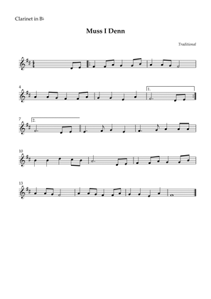 Clarinet Bb- Muss I Denn (Easy)