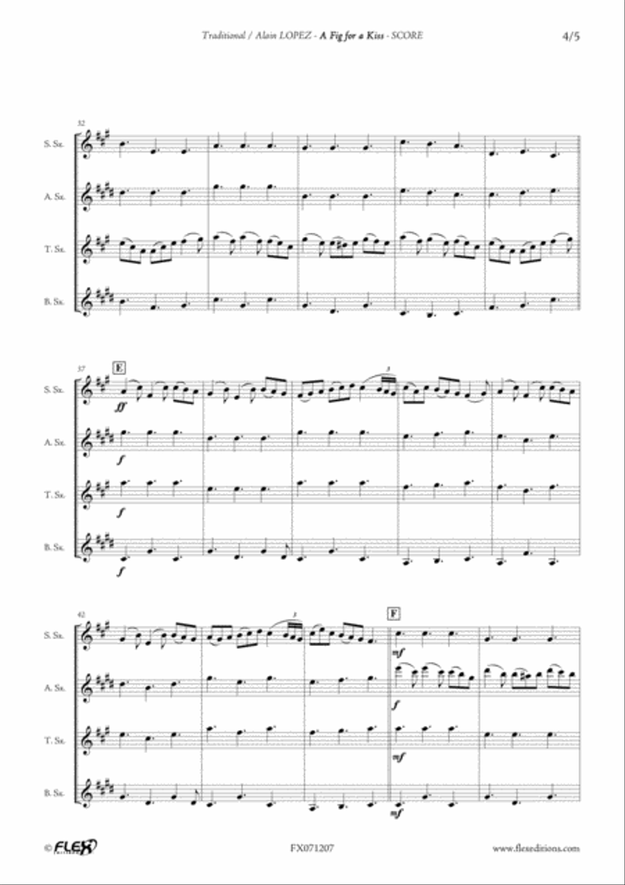 A Fig for a Kiss A Fig for a Kiss Saxophone Quartet scores gallery preview page 4