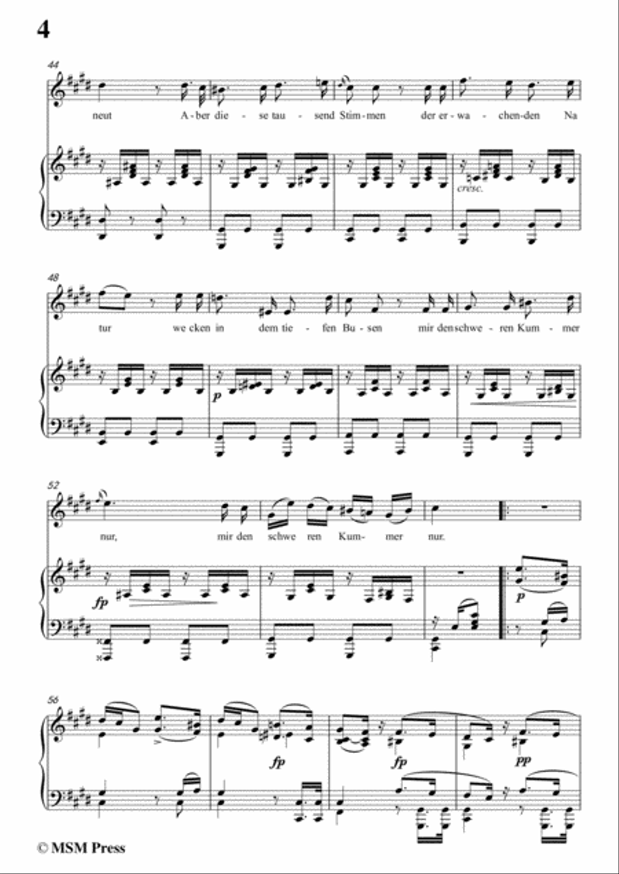 Schubert-Der Jüngling am Bache,Op.87 No.3,in c sharp minor,for voice and piano Voice Solo scores gallery preview page 6