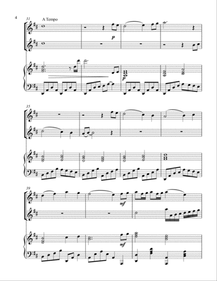 Pachelbel's Noel (treble C instrument duet) Piano scores gallery preview page 5