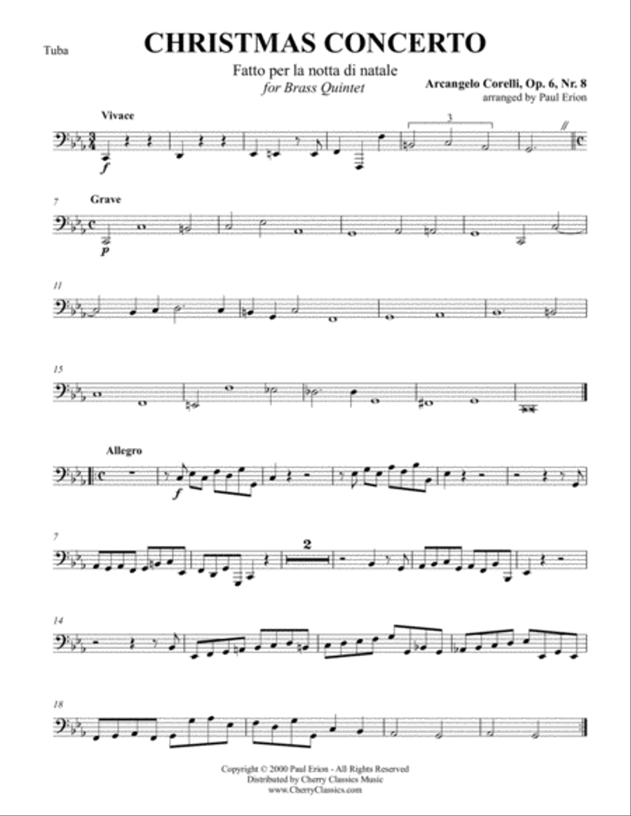 Christmas Concerto Op. 6, No. 8 for Brass Quintet Brass Quintet scores gallery preview page 11