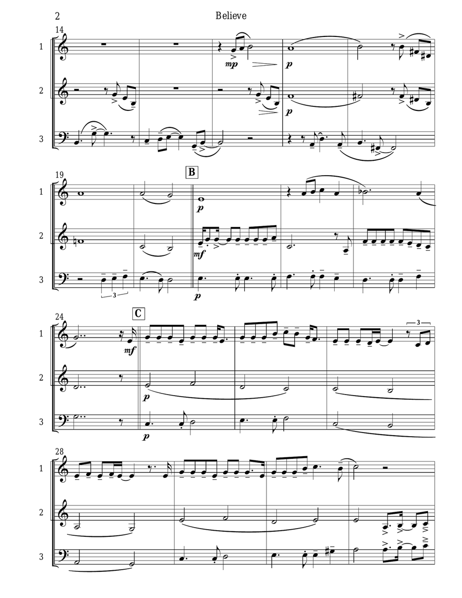 Believe Woodwind Trio scores gallery preview page 3