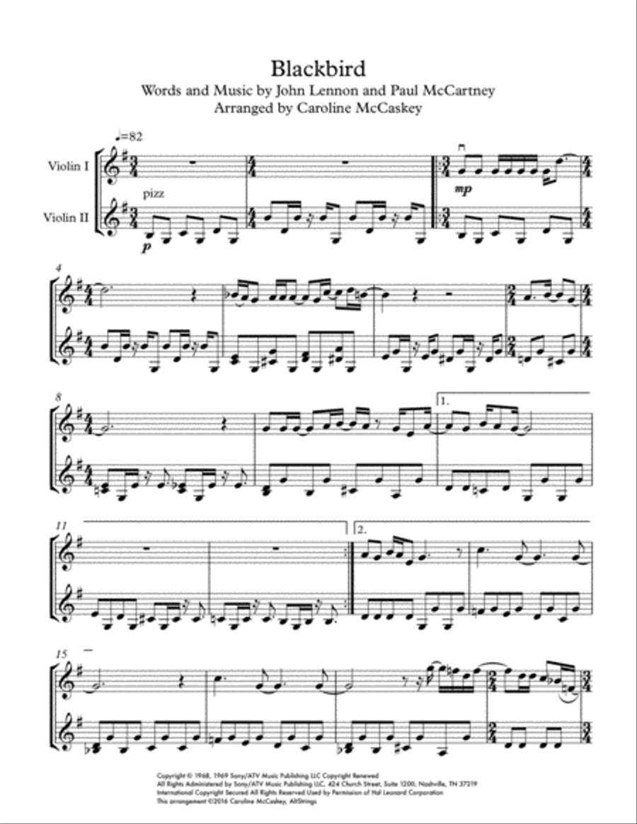 Blackbird Blackbird String Duet scores gallery preview page 2