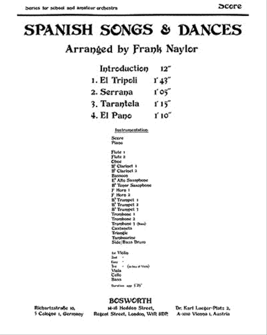 Spanish Songs And Dances Naylor Orchestra scores gallery preview page 1