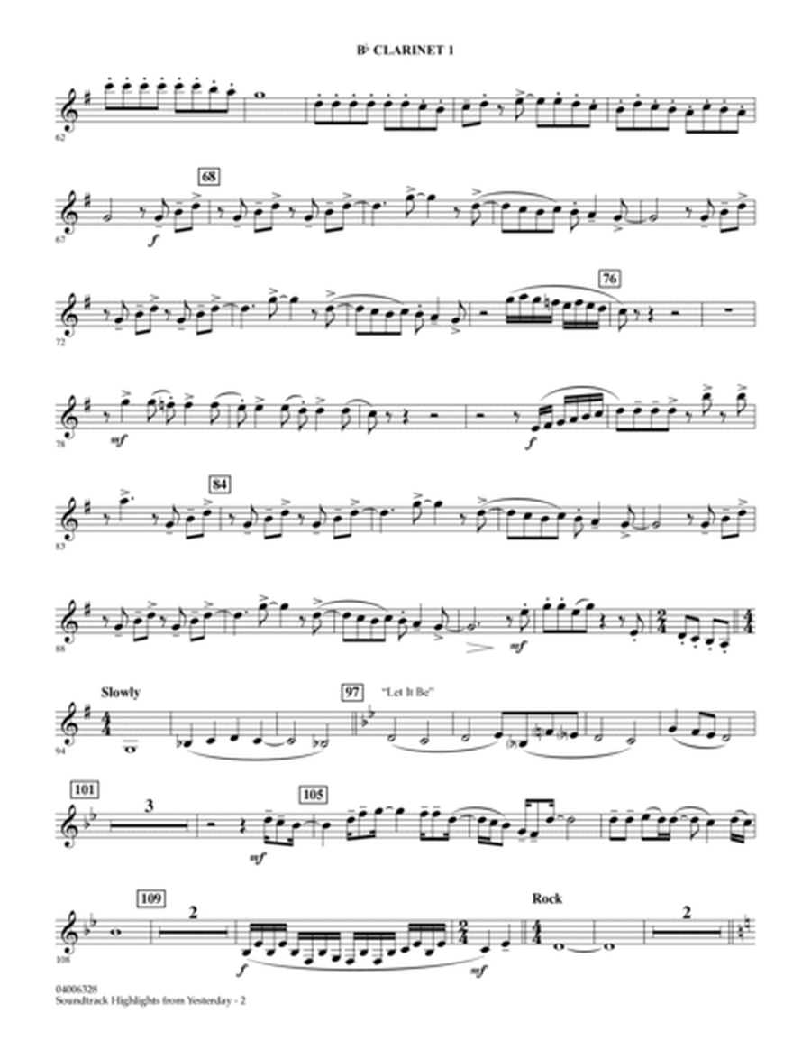 Highlights from Yesterday (Music Of The Beatles) (arr. Michael Brown) - Bb Clarinet 1
