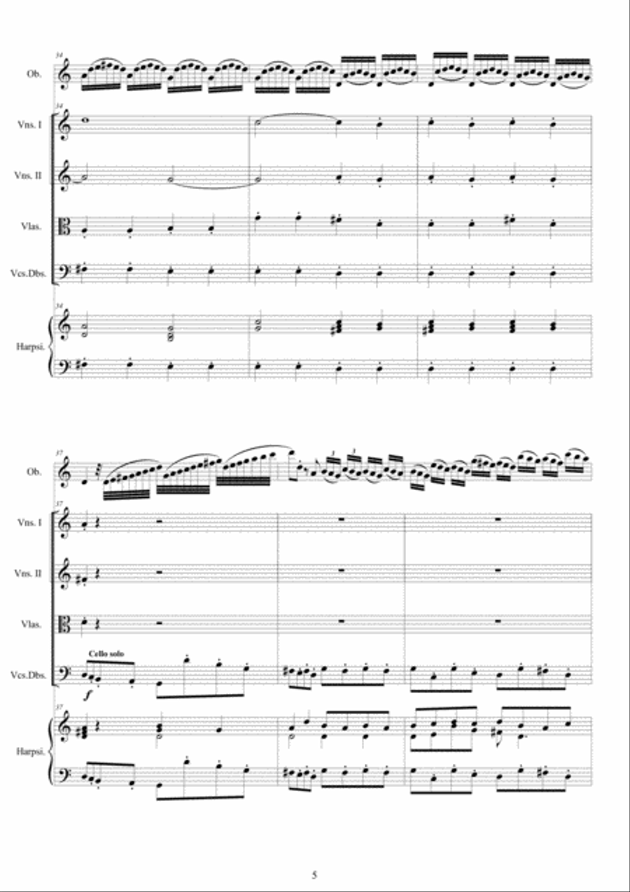 Vivaldi - Oboe Concerto in C major RV 447 for Oboe, Strings and Continuo - Score and Parts Chamber Orchestra scores gallery preview page 5