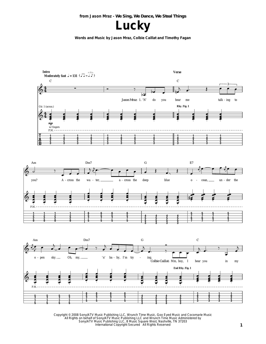 Lucky Lucky Acoustic Guitar scores gallery preview page 1