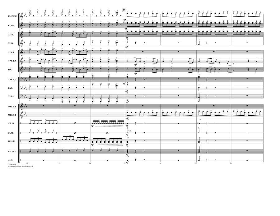 Through the Fire and Flames - Full Score Marching Band scores gallery preview page 4