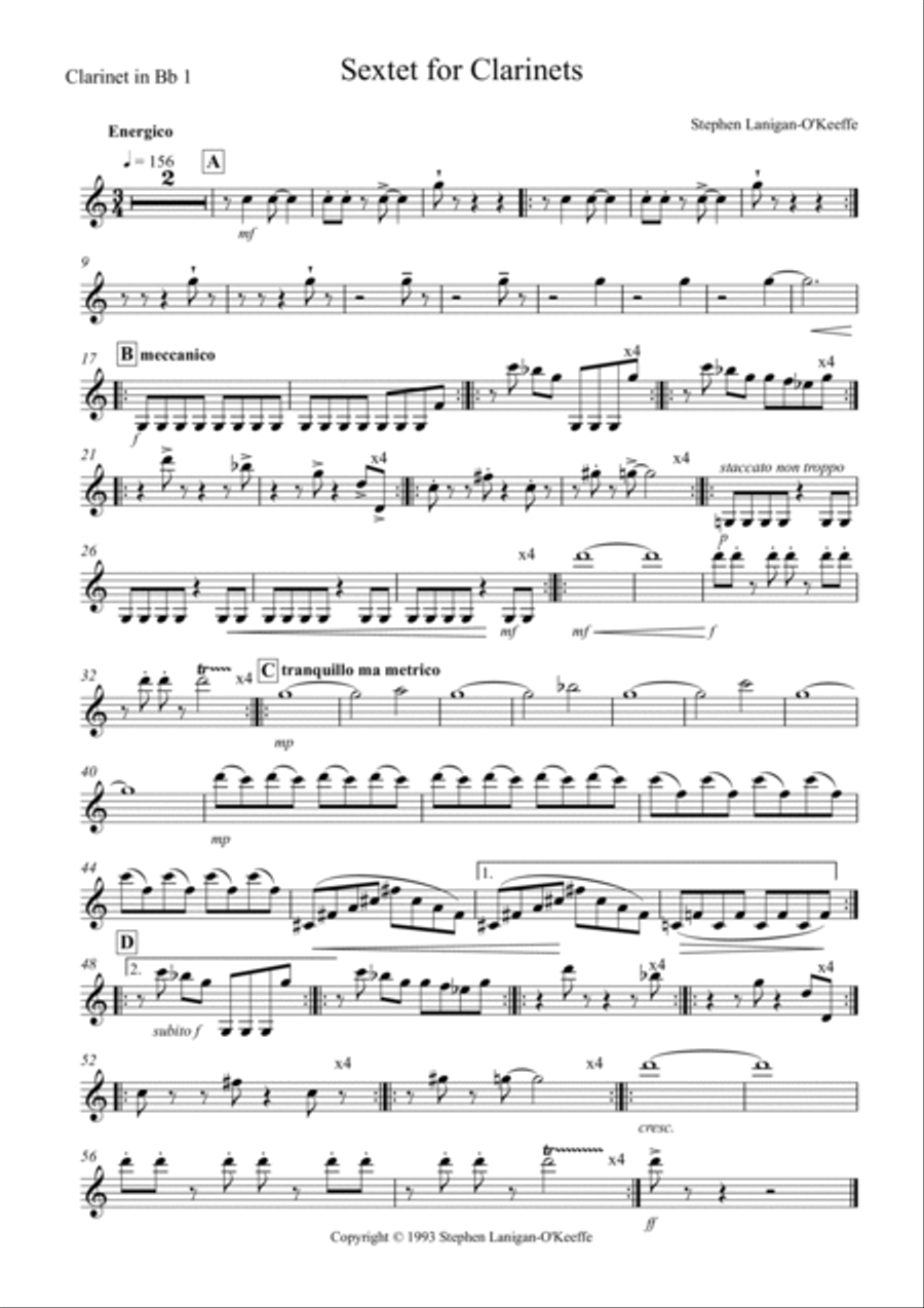 Sextet for Clarinets Sextet for Clarinets Clarinet Solo scores gallery preview page 6
