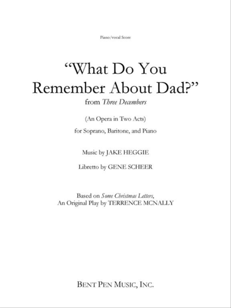 Book cover for What do you Remember about Dad? (piano/vocal score)