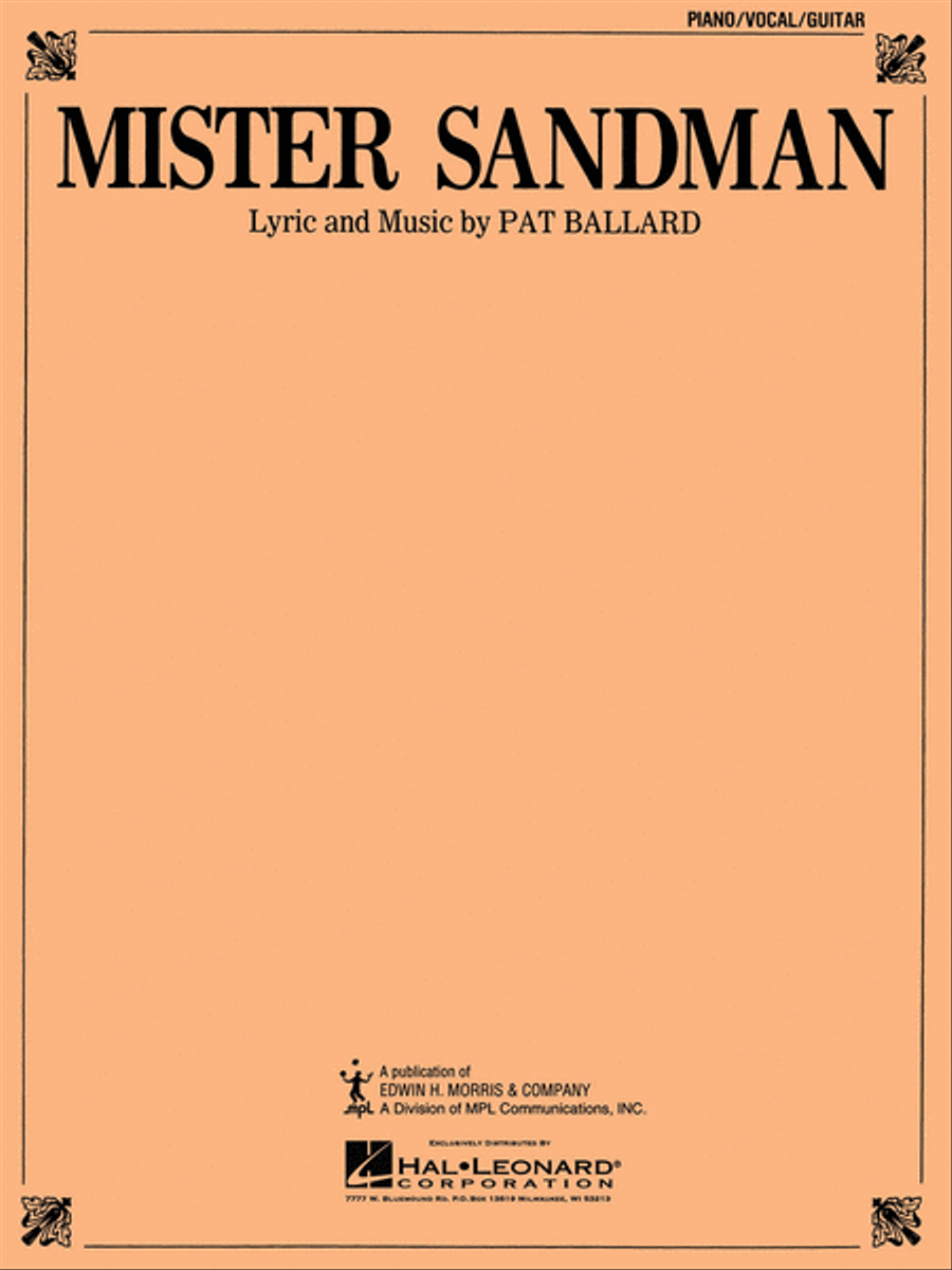 Mister Sandman Piano, Vocal, Guitar scores gallery preview page 1