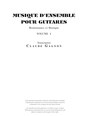 Book cover for Musique d'ensemble pour guitares, vol. 1