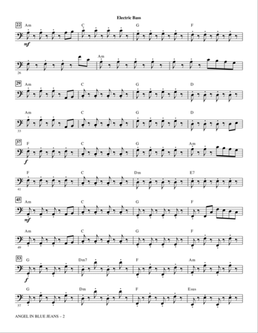 Angel in Blue Jeans - Electric Bass Choir scores gallery preview page 2