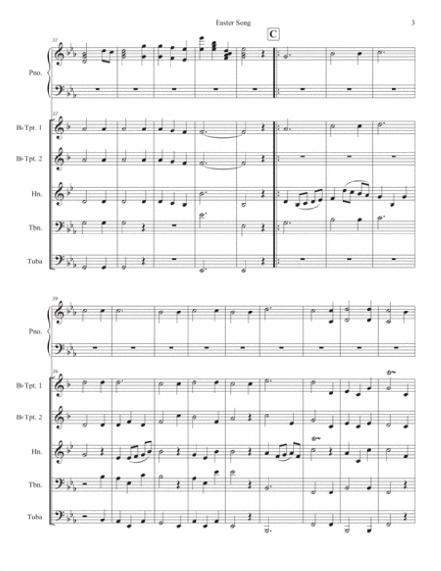 Easter Song Hear The Bells Ringing Brass Ensemble scores gallery preview page 3