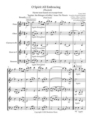 O Spirit All-Embracing (Thaxted) (Bb) (Woodwind Quintet - 1 Flute, 1 Oboe, 1 Clar, 1 Hrn, 1 Bassoon)