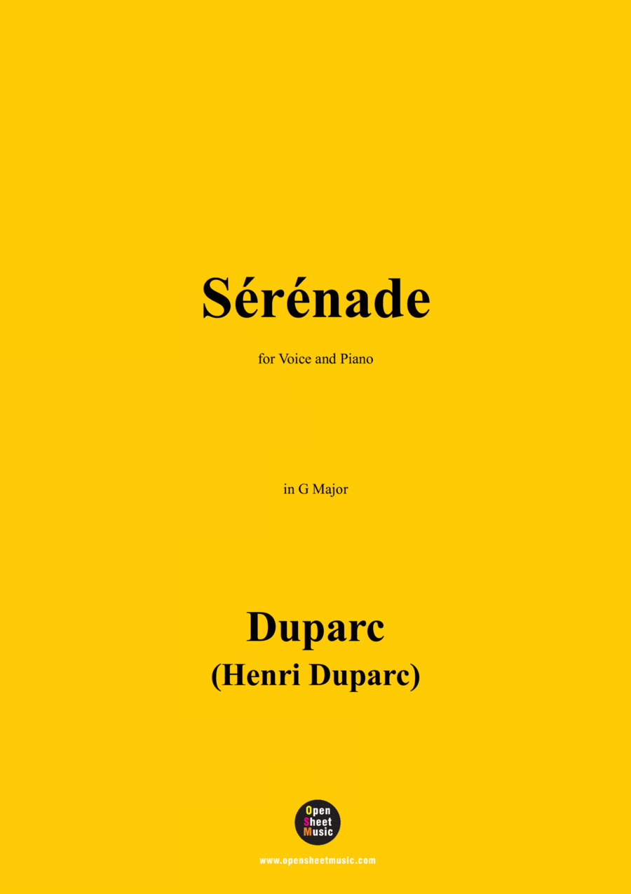 Duparc-Sérénade,in G Major Voice scores gallery preview page 1