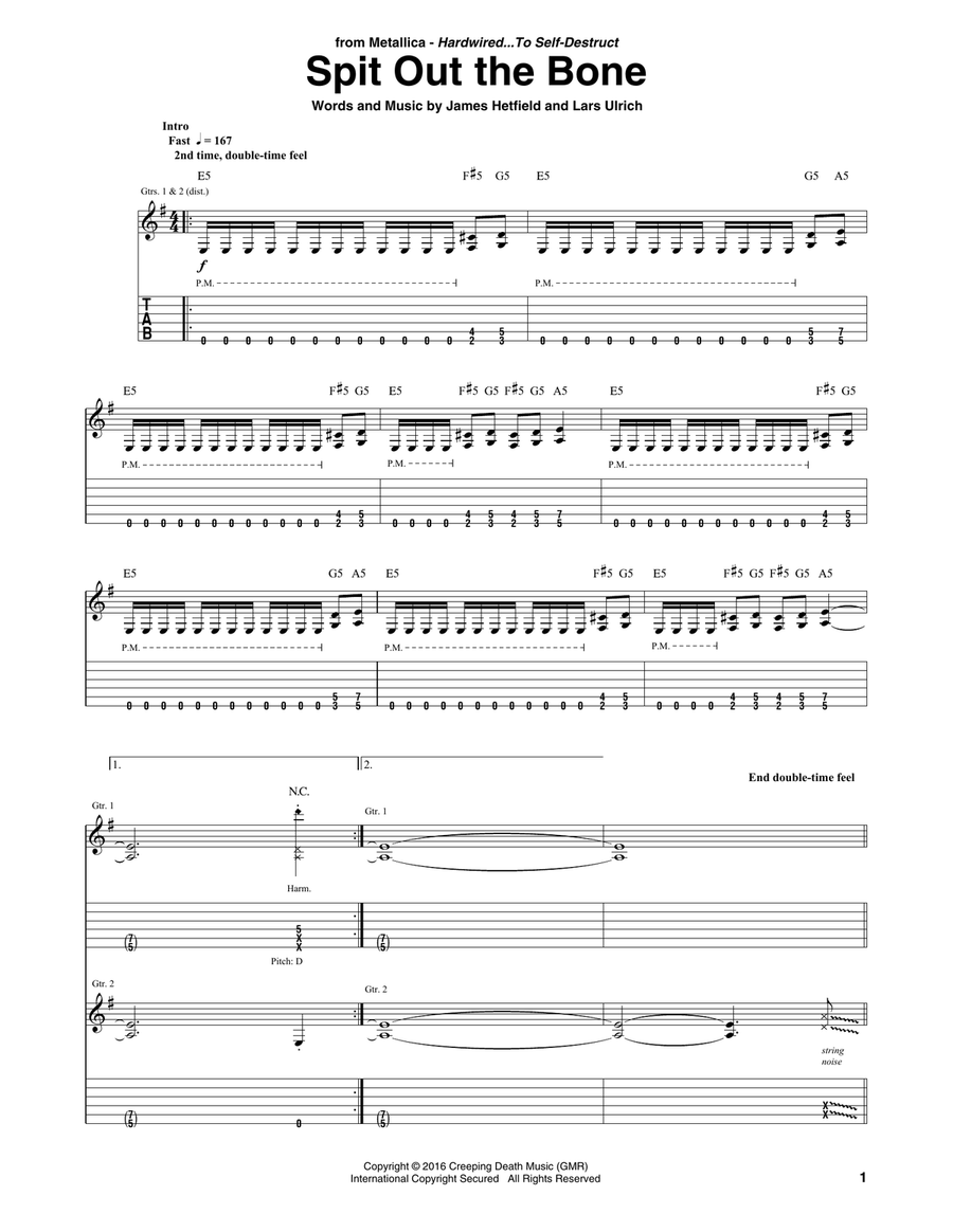 Spit Out The Bone Acoustic Guitar scores gallery preview page 1