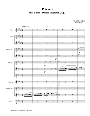 Petenera (Mvt. 1 from Danzas andaluzas, Op. 8) by Juaquín Turina (Saxophone Nonet + 2Fl, Picc.)