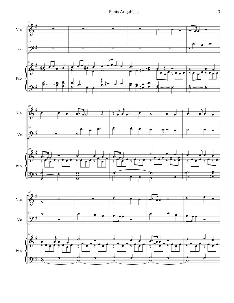 Panis Angelicus (Duet for Violin and Cello - Piano Accompaniment) Piano Trio scores gallery preview page 4