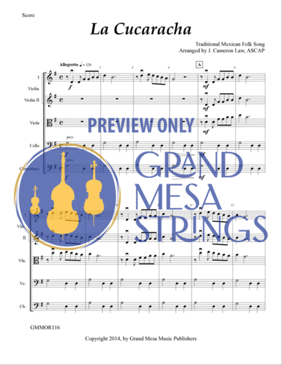 La Cucharacha La Cucharacha String Orchestra scores gallery preview page 2