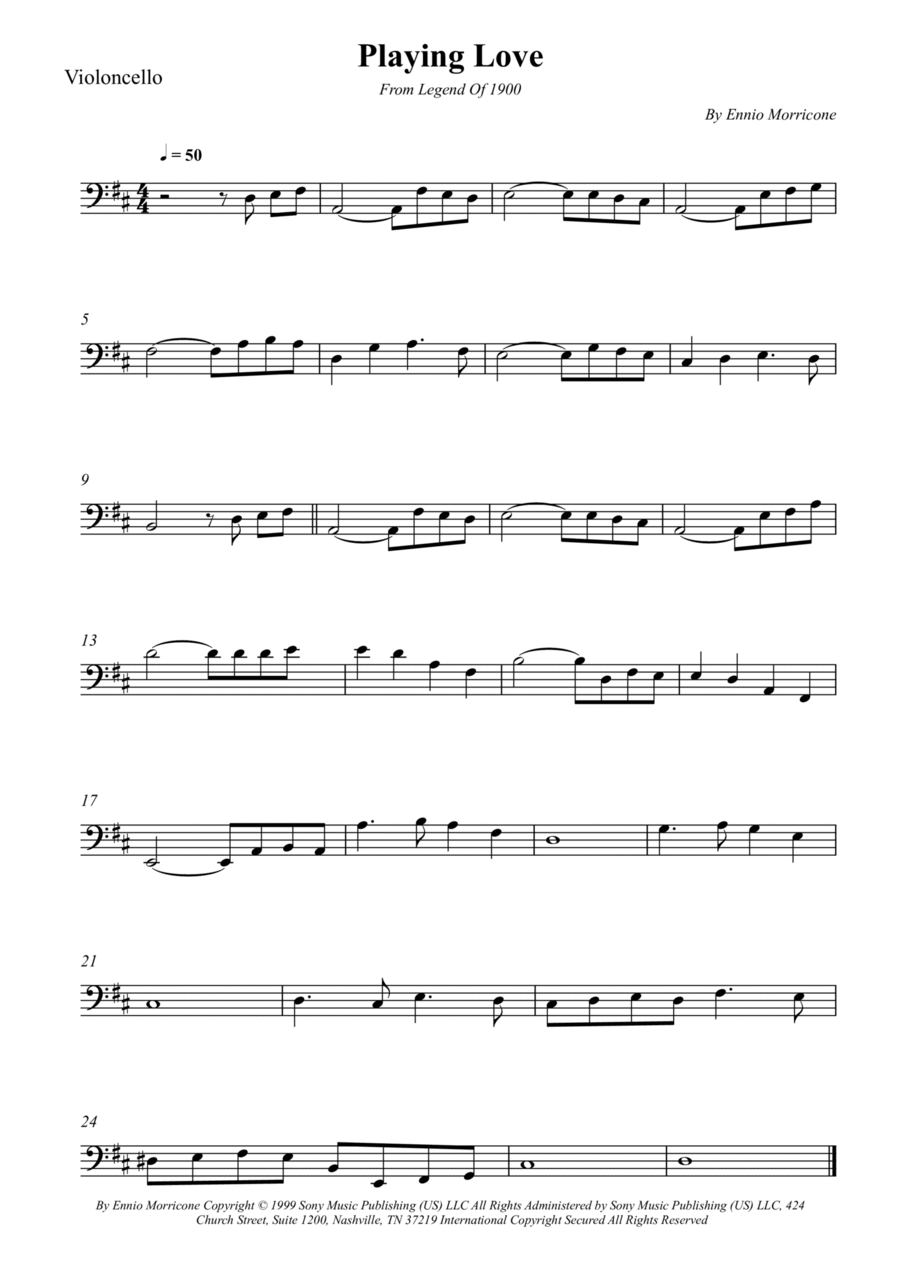 Playing Love Cello Solo scores gallery preview page 1