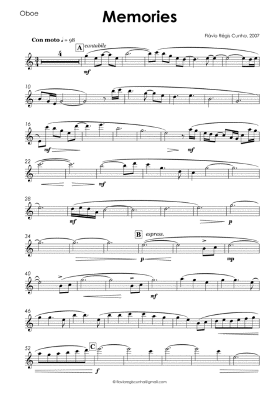 Memories Woodwind Duet - Digital Sheet Music