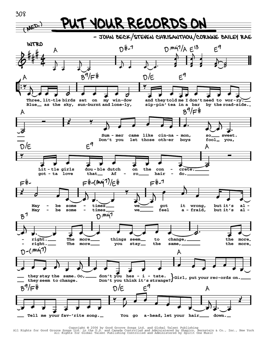 Put Your Records On Voice scores gallery preview page 1