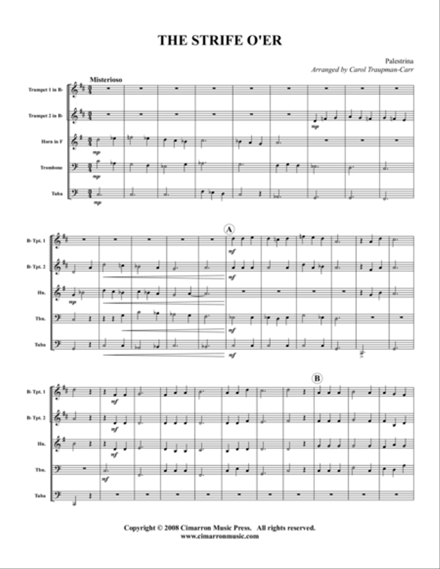 The Strife is O'er Brass Quintet scores gallery preview page 1