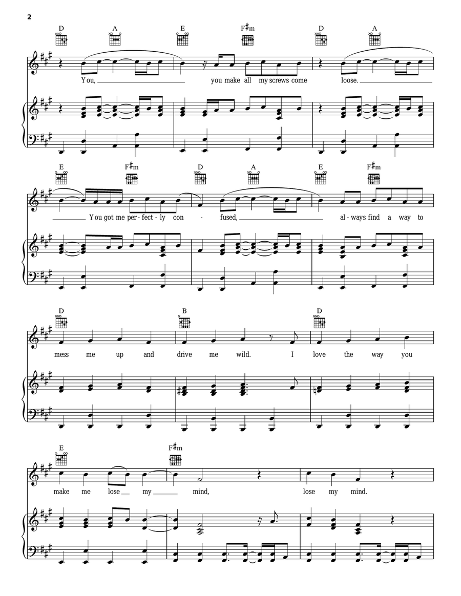 Lose My Mind Piano, Vocal, Guitar scores gallery preview page 2