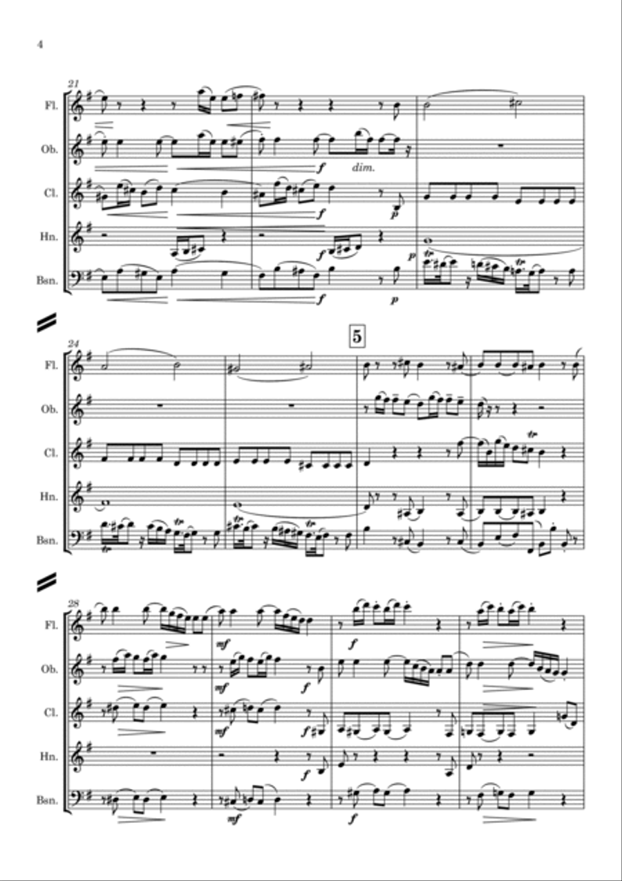 Gallo: Trio Sonata No.1 in G Mvt.1 (Pulcinella Suite Mvt.I Sinfonia) - wind quintet Woodwind Quintet scores gallery preview page 5