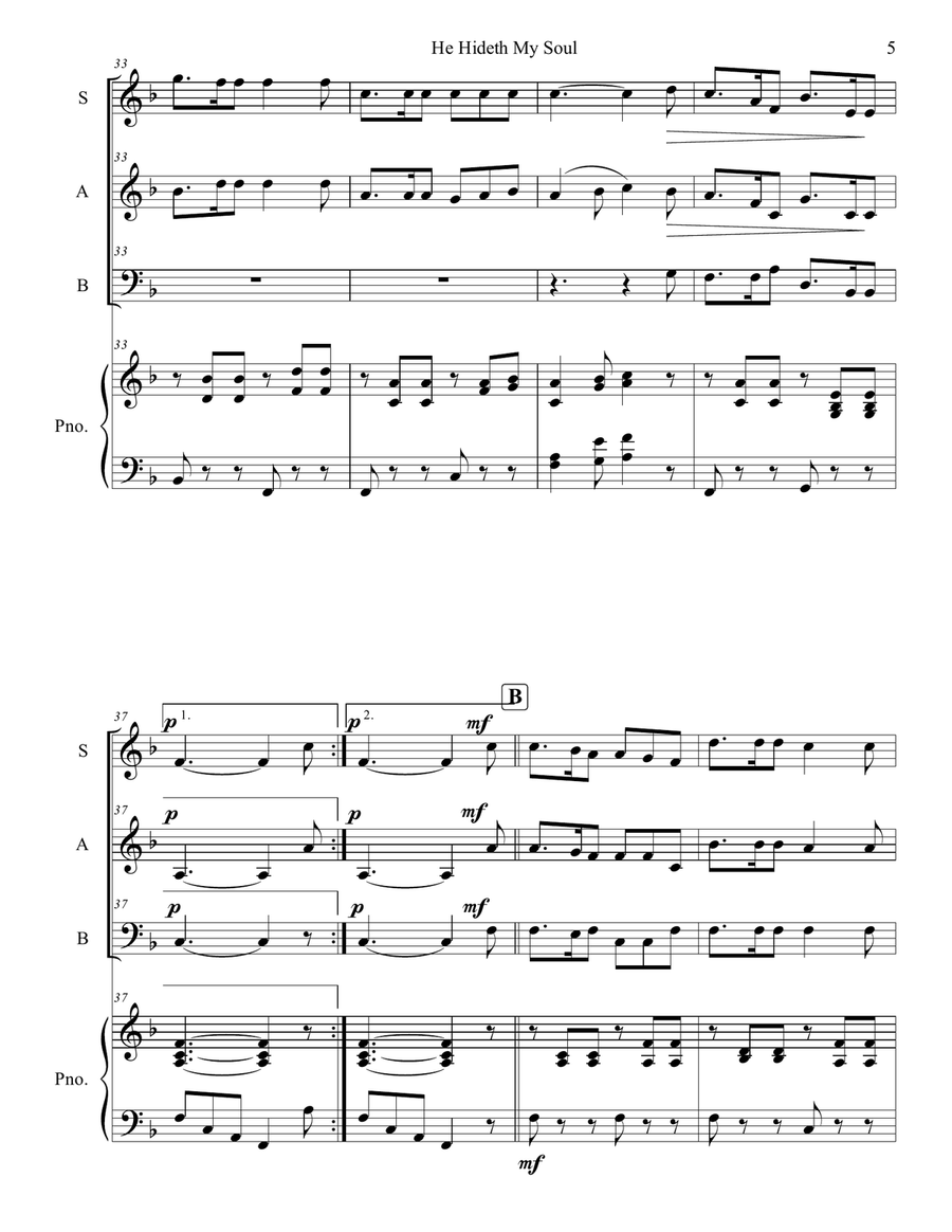 He Hideth My Soul 3-Part scores gallery preview page 5
