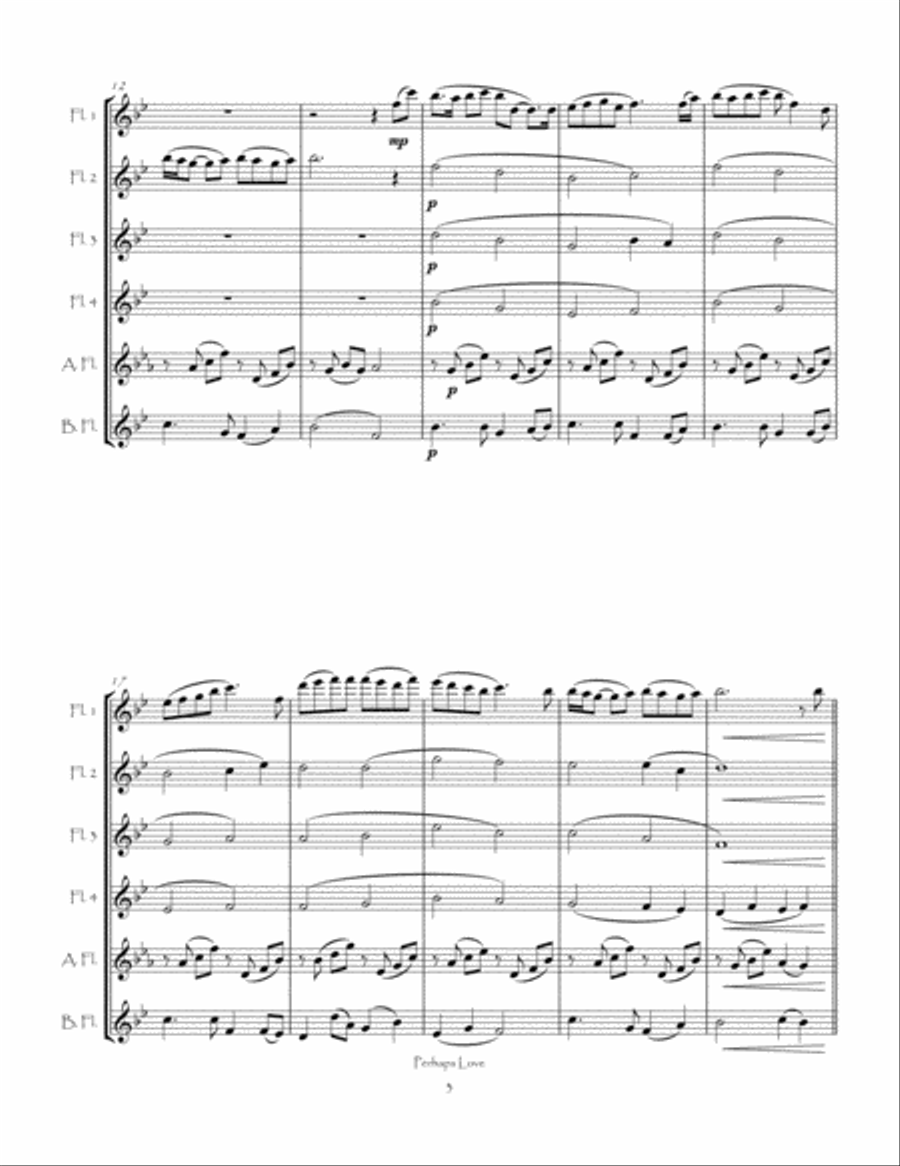 Perhaps Love Flute Choir scores gallery preview page 6