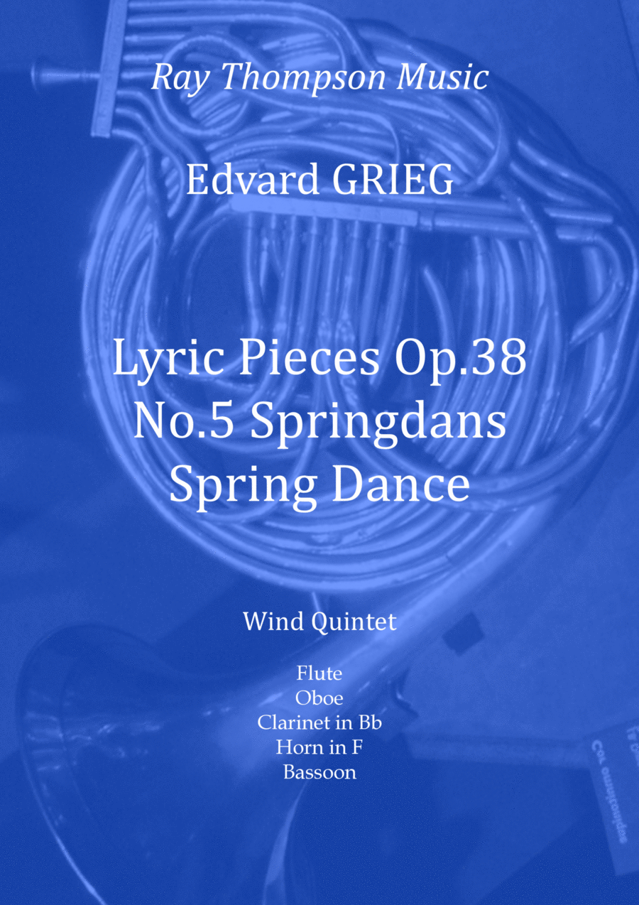 Grieg: Lyric Pieces Op.38 No.5 "Springdans" (Spring Dance/Leaping Dance) - wind quintet image number null