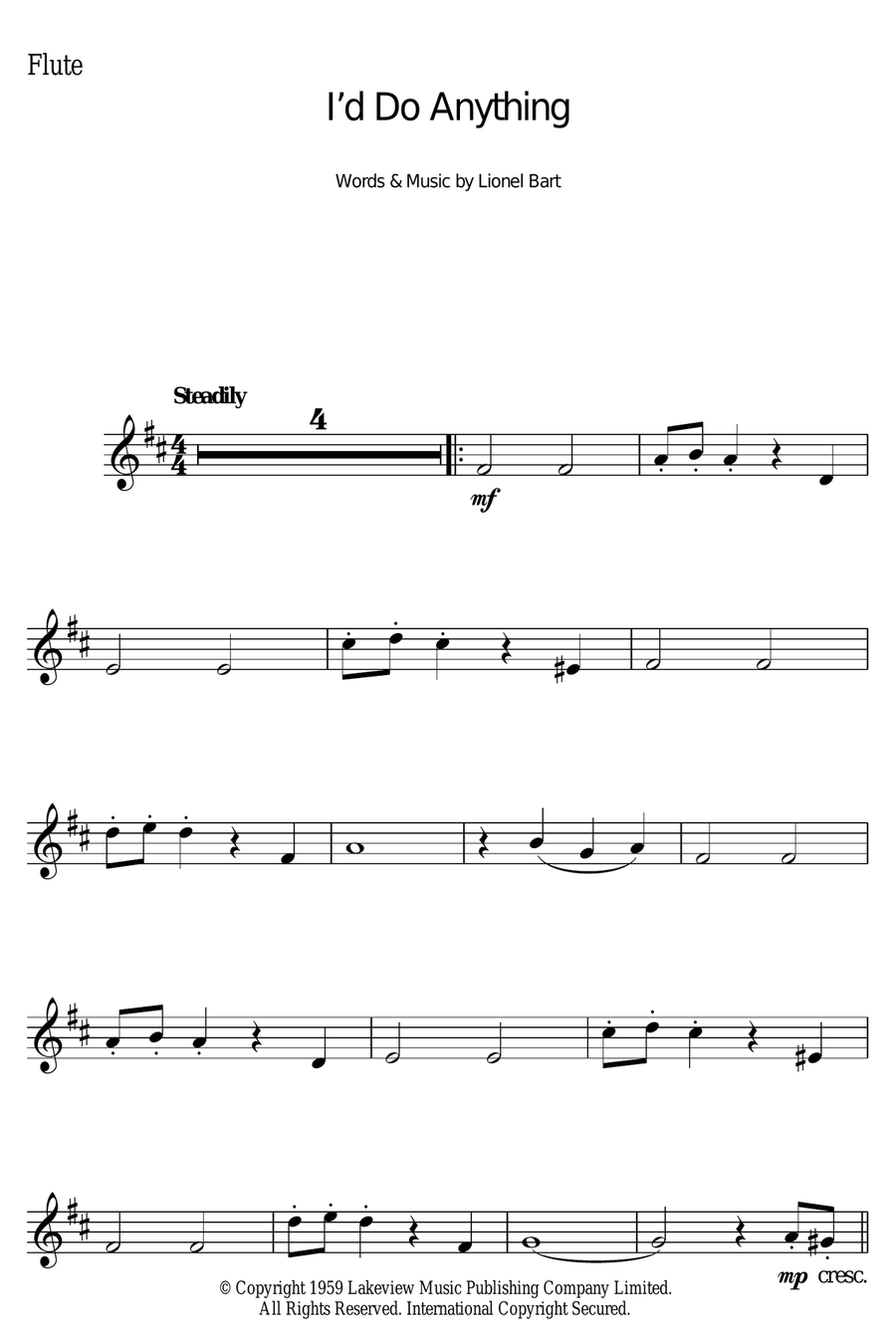I'd Do Anything (from Oliver!) Flute Solo scores gallery preview page 1