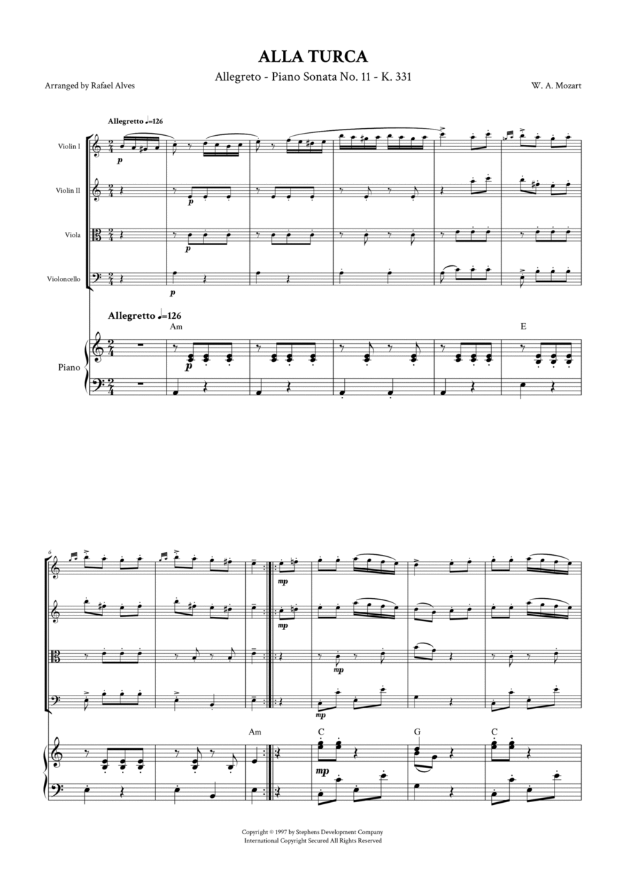 Alla Turca String Quartet scores gallery preview page 1