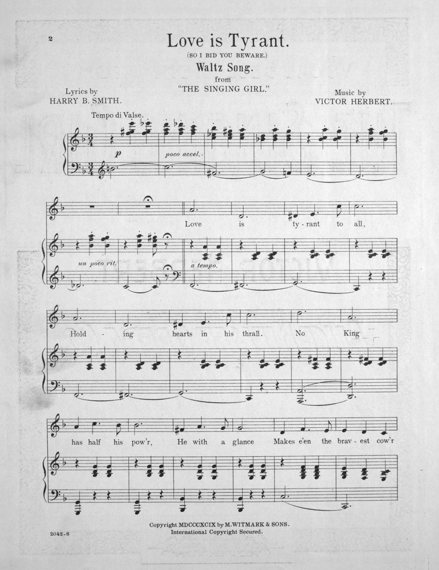 Love is Tyrant (So I Bid You Beware) by Victor Herbert Voice - Digital Sheet Music page 2