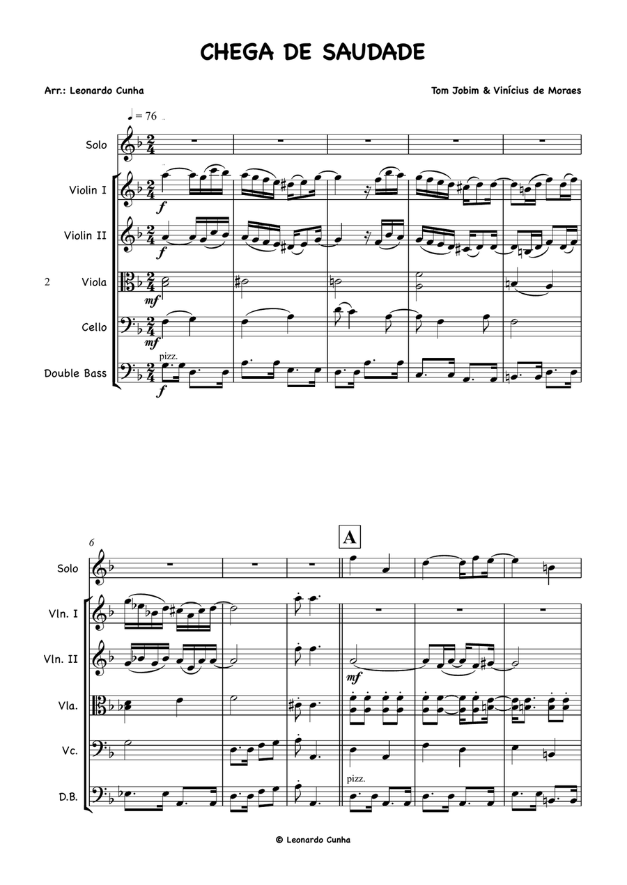 Chega De Saudade (no More Blues) String Orchestra scores gallery preview page 1