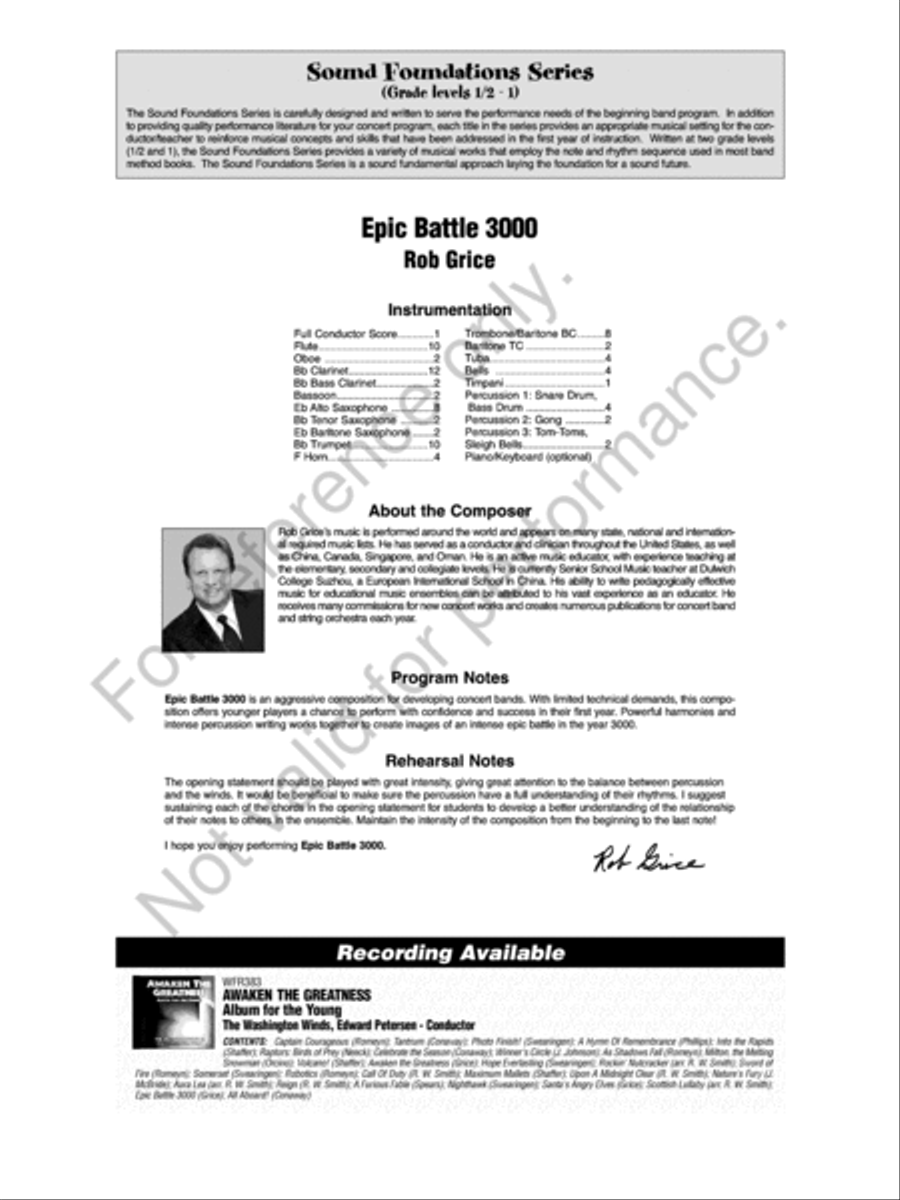 Epic Battle 3000 Concert Band scores gallery preview page 3