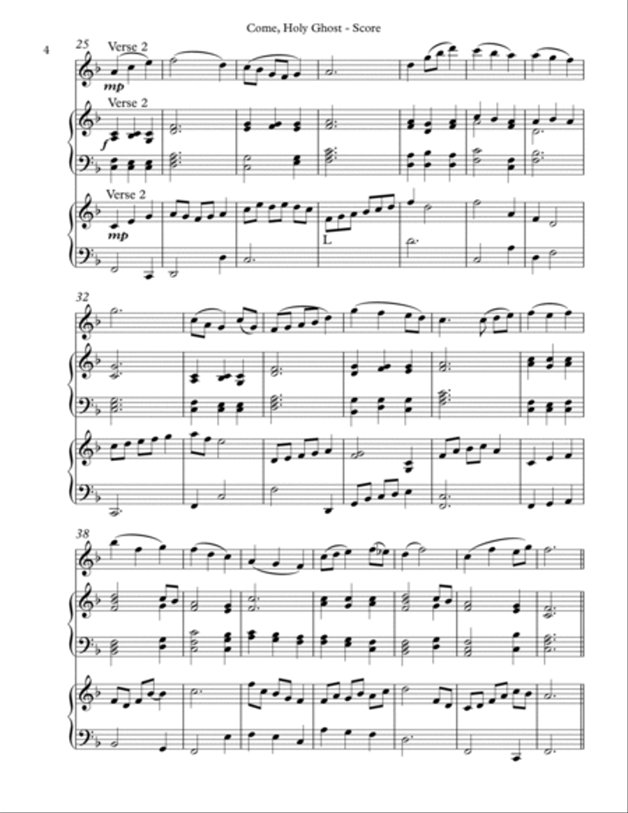 Come, Holy Ghost, Trio for Flute, Harp, Piano Flute Solo scores gallery preview page 4