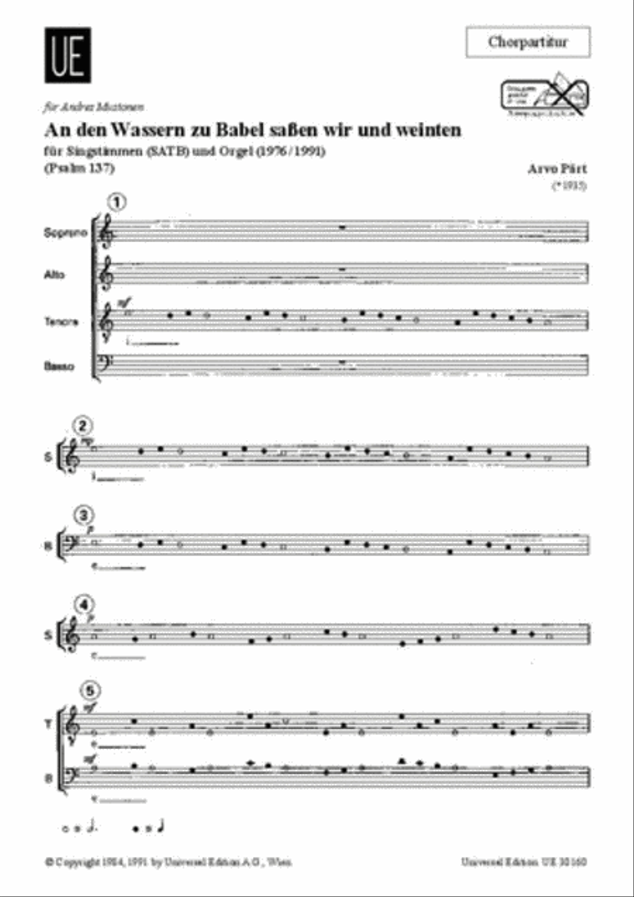 An Den Wassern Zu Babel 4-Part scores gallery preview page 1