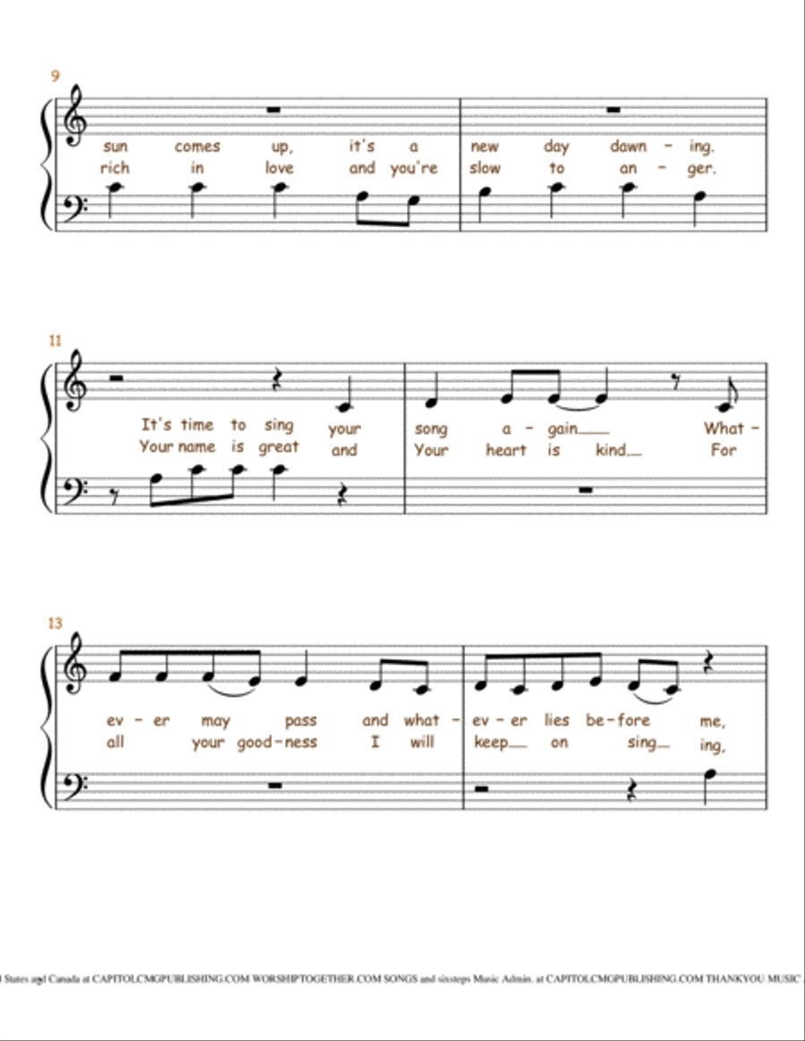10,000 Reasons (Bless The Lord) Easy Piano scores gallery preview page 3